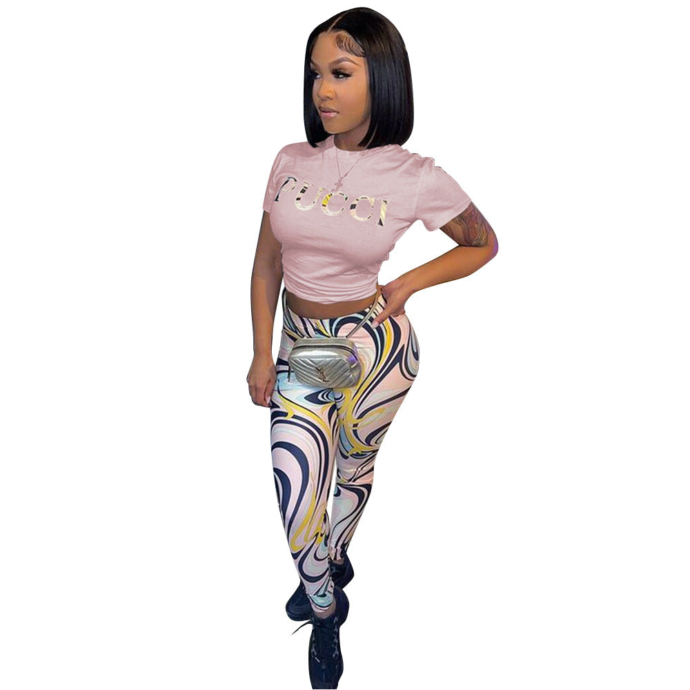 Slim Short-sleeved Trousers Two-piece Set