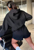 Solid Color Long Sleeved Shorts Hoodie Two-piece Set