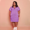 V-neck Striped Loose Dress