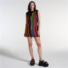 Fringe Sleeveless Slim Fit Panel Knit Dress