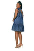 Solid Color U-Neck Denim Suspender Dress