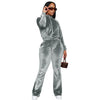 Fashion drawstring solid color dense velvet micro horn 2PC set
