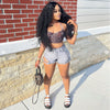 Ripped High Elastic Denim Shorts