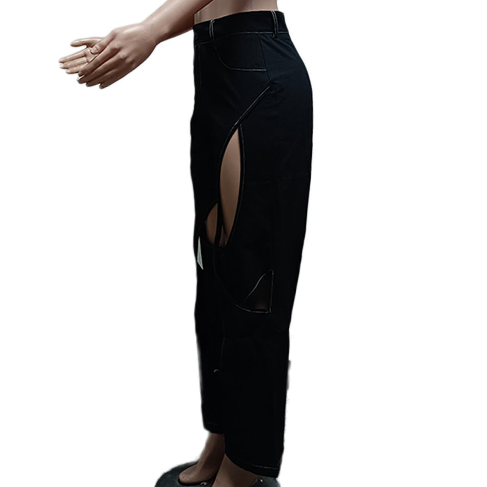 Cotton Fried Dough Twists hollow casual pants