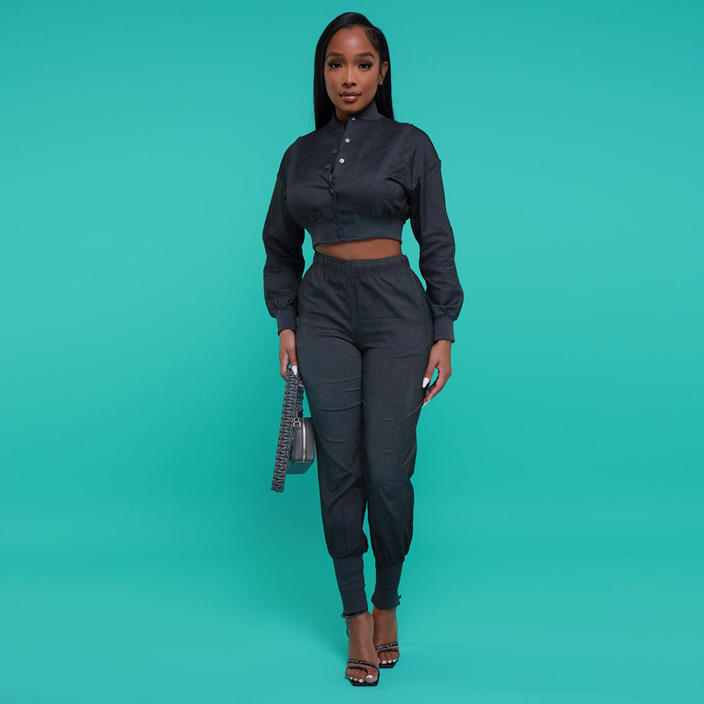 Zipper Panel Denim Thread Set
