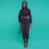 Zipper Panel Denim Thread Set