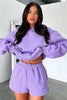 Solid Color Long Sleeved Shorts Hoodie Two-piece Set
