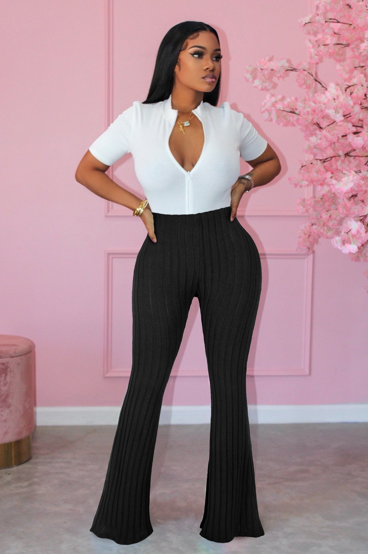 Brushed women's micro-flared pants