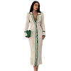 Slim lapel panels women's long sleeve cardigan dress