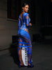 Ripped Skinny Sheath Dress Rhinestone Printed Dress