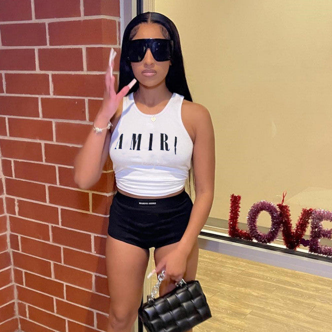 Letter PrintedExposed Crop Top
