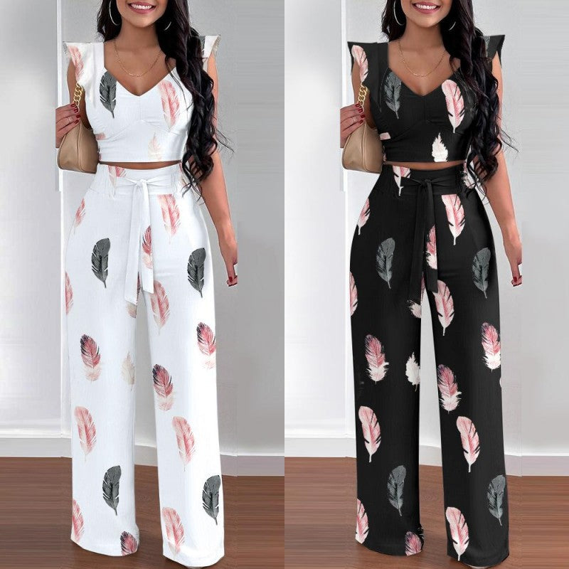 Classy Printed Feather 2PC set