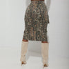 Camo Leaf Print Pocket Split Zip High Waist Skirt