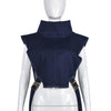 Lace-up Turtleneck Washed Sleeveless Denim Short Vest