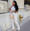 Irregular Tassel Sleeveless Tank Top High Waist Pants Set