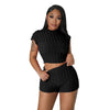 Cropped Shorts Popcorn Bubble Two-Piece Set