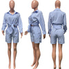 Patch Pocket Vertical Stripes Summer Thin 2PC Set