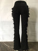 Eyelet String Tassel Straight Jeans