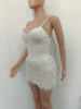 Suspender Jumpsuit with Plush Bottom Skirt Set Including Chest Pad