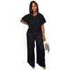 Tree Pattern Pleated Fabric Short Sleeved Shirt Wide Leg Pants Set