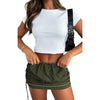 Solid Color Pleating Rubber Band Sprin Sports Suit Skir
