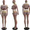 Striped Handmade Knit Casual Shorts Set