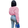 Star embossed thumb button cotton padded warm jacket