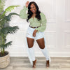 Pleated Balloon Sleeve Cinched Waist Top