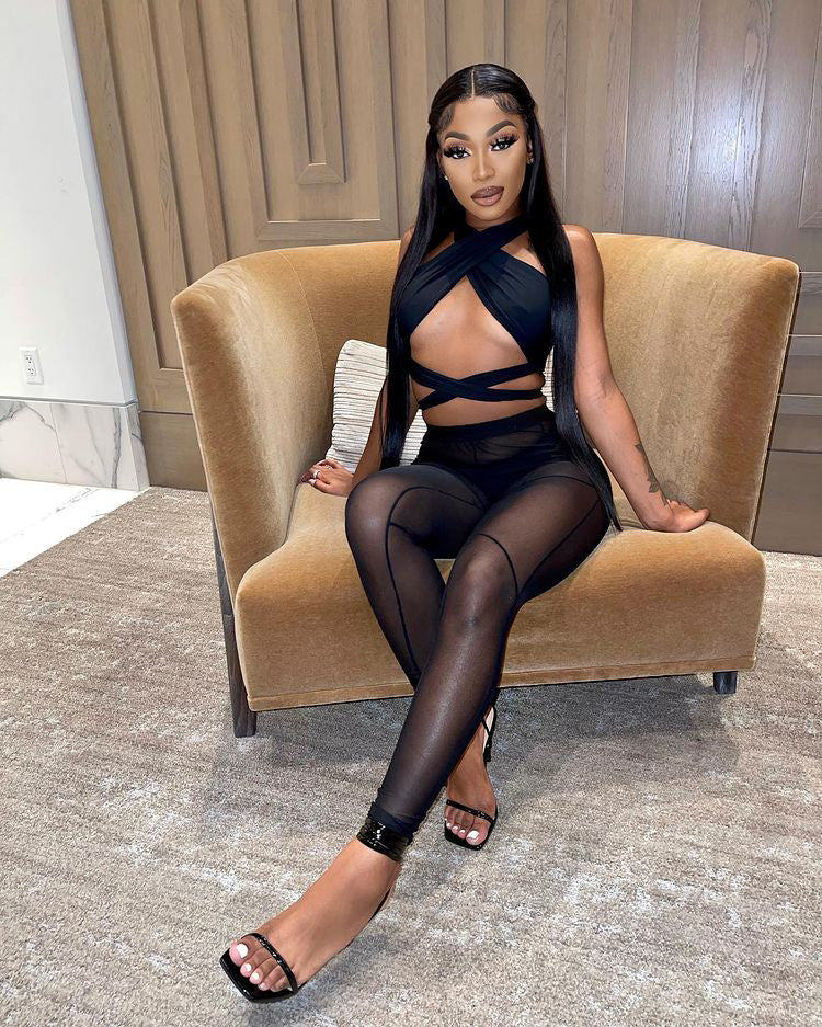 Sexy Stitching See-through 3PC Set