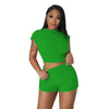 Cropped Shorts Popcorn Bubble Two-Piece Set