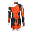 Tie-Dye Irregular Hollow-out Tassel Dress