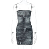 Printed Backless Top Sheath Dress