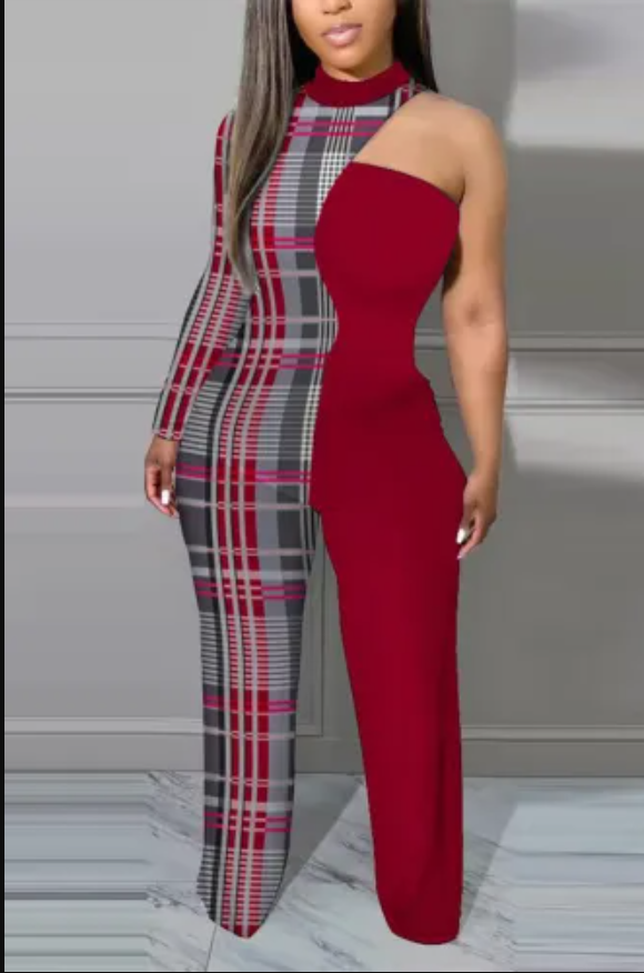 Sexy Plaid Print Jumpsuit