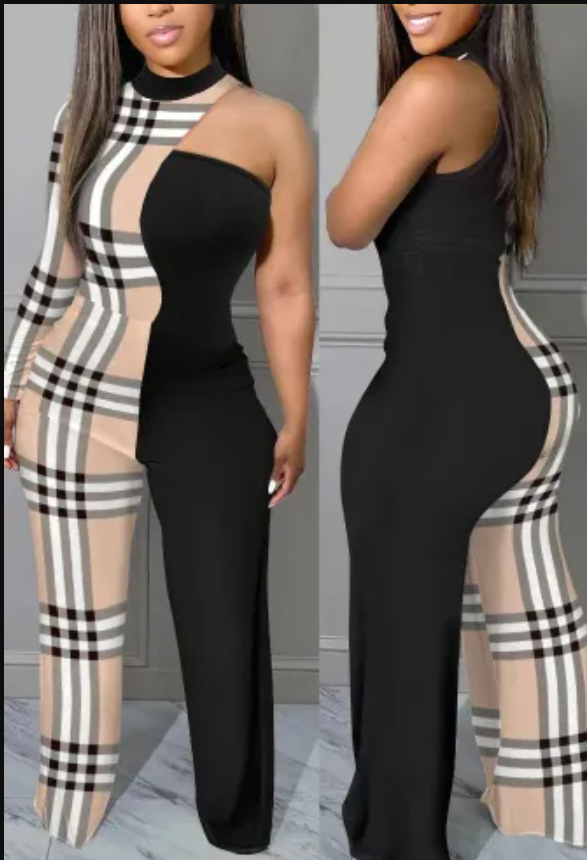 Sexy Plaid Print Jumpsuit