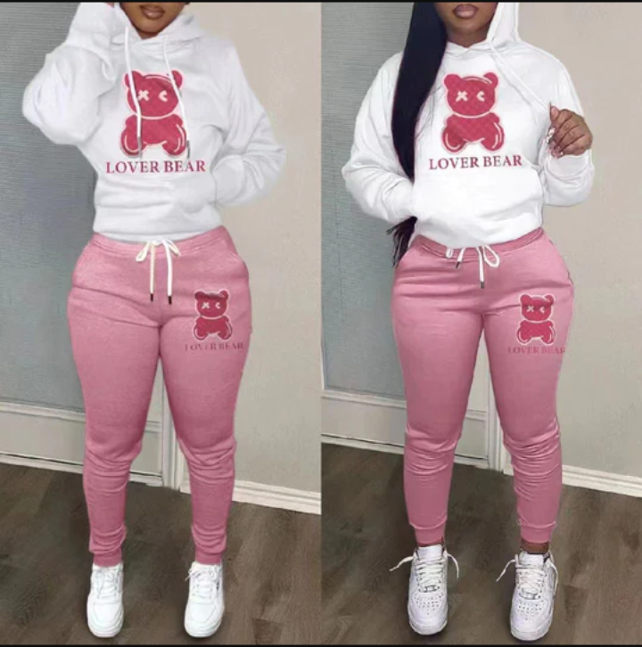 Hoodie Bear Pattern Casual Sweatsuit