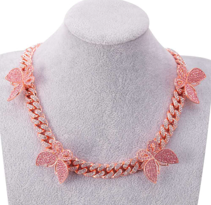 Butterfly Cuban Chain Necklace