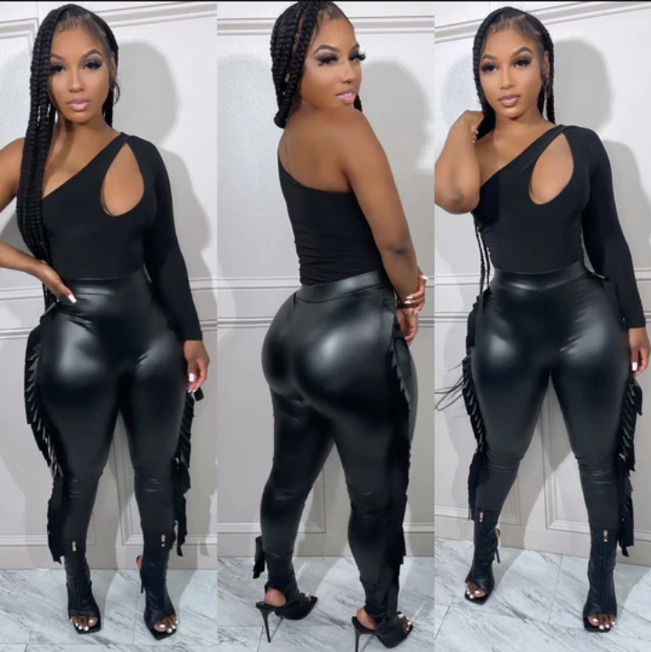 High Waist High Elastic Slim Fit Leather Pants