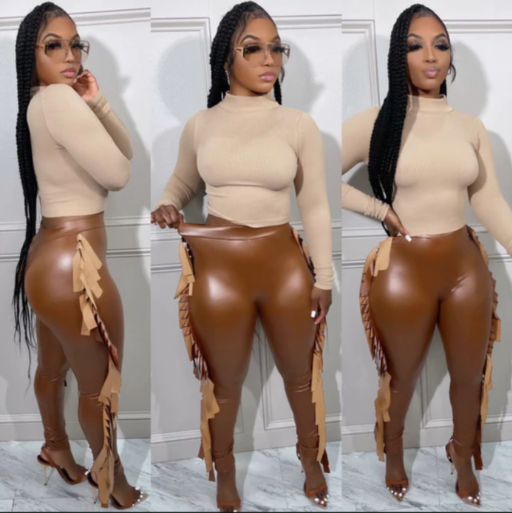 High Waist High Elastic Slim Fit Leather Pants