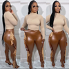 High Waist High Elastic Slim Fit Leather Pants