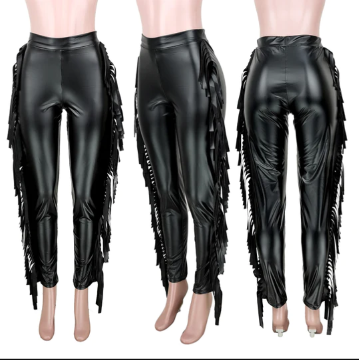 High Waist High Elastic Slim Fit Leather Pants
