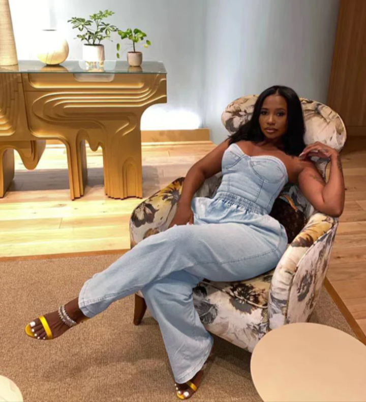 Sleeveless Stretch Denim Two-piece Set