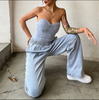 Sleeveless Stretch Denim Two-piece Set