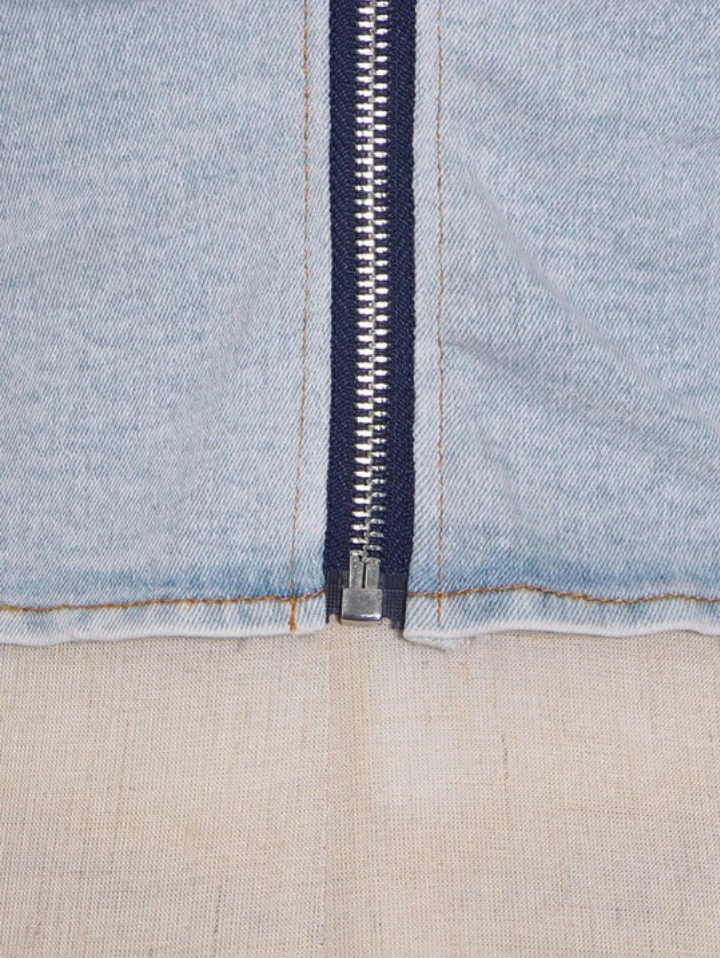 Sleeveless Stretch Denim Two-piece Set