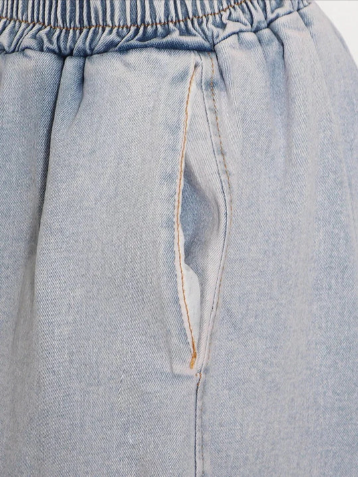 Sleeveless Stretch Denim Two-piece Set