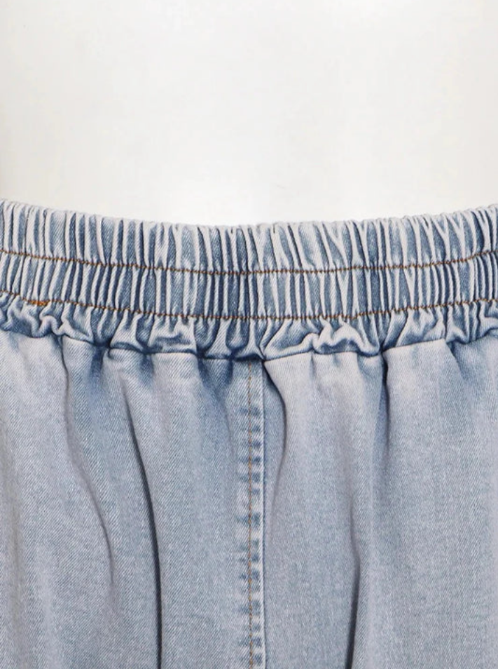 Sleeveless Stretch Denim Two-piece Set