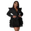 V-Neck Patchwork Dress Skirt