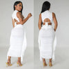 Solid Color High Waist Ruffles Navel Slim Fit Suit