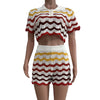 Striped Handmade Knit Casual Shorts Set