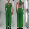 Halter Wave Pattern Sexy Bandeau High Waist Jumpsuit