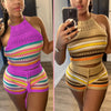 Knitted Backless Halter Top & Bottom 2PC Set